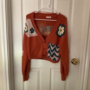 La Hearts Orange and Pink Cardigan Sweaters